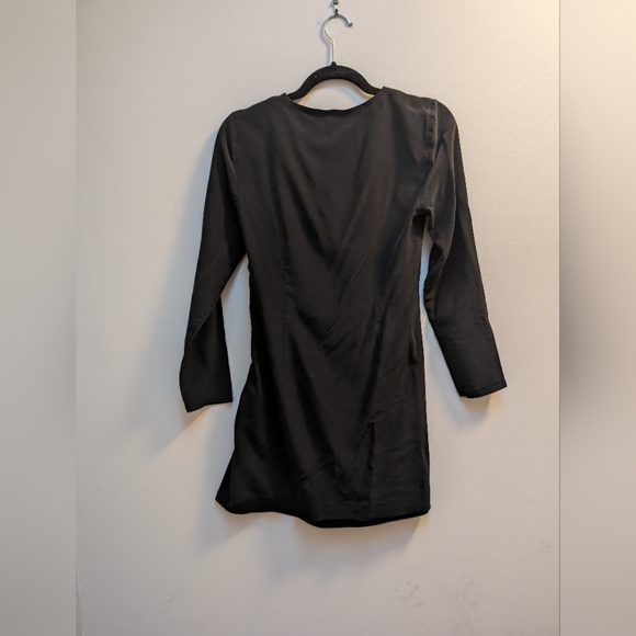 Club Monaco Side Drape Mini Dress Black Silk - Picture 4 of 8